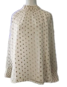 Loft Damen XL Clip Rüschen gesmokter Rücken Knöpfe Ausschnitt Langarm Bluse gebraucht, in einwandfreiem Zustand - Bild 1 von 9