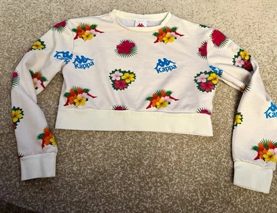 Kappa Mujer Auténtica DENPASSAR Sudadera Recortada Blanca Floral Talla M Foto 1 de 4