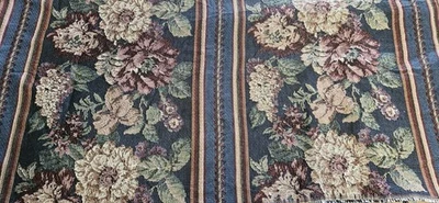 VTG Floral Tapestry Fabric 72" x 52". Burgundy, Blue, Green, Tan. New/Unused. - Image 1 of 4