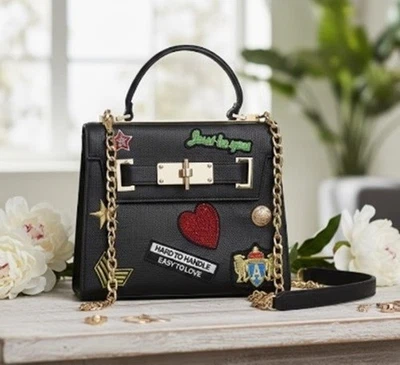 Bandolera Aldo Just Be You Cartera de cuero granulado negro Correa desmontable Foto 1 de 4