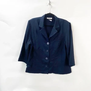 Dressbarn 18W Plus Womens Navy Long Sleeve Notch Lapel Single Breasted Blazer  - Picture 1 of 7