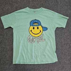 Vintage 90s WAY COOL EMOJI Smiley Face T Shirt Ross Sportswear USA Made L Skater - Picture 1 of 12
