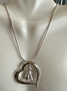 BEG Sterling Silver Floating Dog Heart Pendant I Love Poodles Necklace 18" - Picture 1 of 8