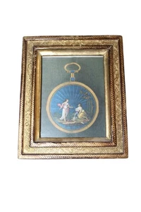 Renaissance Artwork Gold Framed Italian Painting On Silk G B Florence Italy 4x5 - Picture 1 of 2