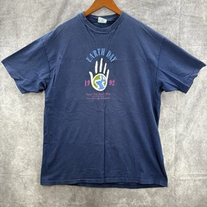Vintage Earth Day Shirt Mens XL Navy 1992 90s Single Stitch - Picture 1 of 5