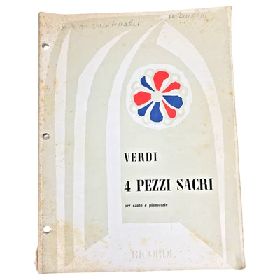 Verdi 4 Pezzi Sacri Sacred Choral Sheet Music Score Italy 1989 Vintage - Image 1 of 4