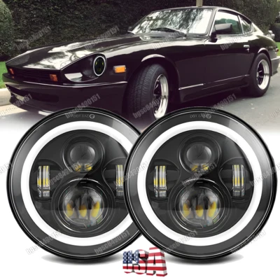 DOT Approved Pair 7inch Round LED Headlights Halo DRL For Datsun 280ZX 240Z 260Z - Image 1 of 4