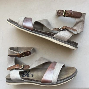OTBT March On Distressed Metallic Leather Gladiator Ankle Flat Sandals Shoes 7.5 - Picture 1 of 16