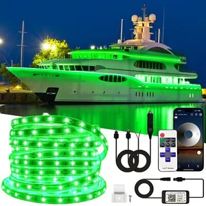 50FT Waterproof Marine LED Strip Lights with Remote Pontoon Boat Lights App C... - Picture 1 of 7