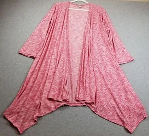 Woman Within Cardigan Sweater Womens 22 24 1X Pink White Heather 3/4 Sleeve Open - Picture 1 of 14