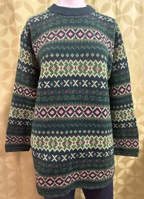 Suéter M Vintage BENETTON ITÁLIA 100% LÃ SHETLAND Natal Natal Natal BAIXA QUILOMETRAGEM - Imagem 1 de 4