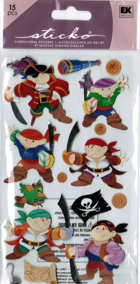 PACK NUEVO PIRATAS Loro Pegatinas Sticko Dimensionales Capas Álbum de Recortes Foto 1 de 1