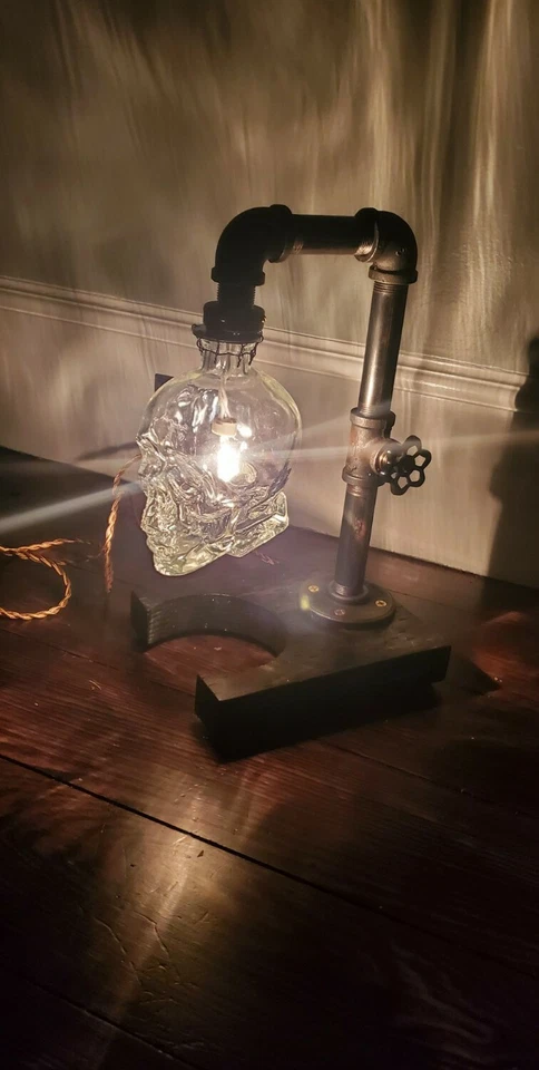 Fifty 1st Skull Lamp 💀 Steampunk ,Halloween, Horror , Vodka SKull - Image 1 of 4