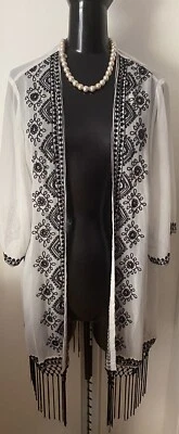 Accessorize Chiffon Bade Strand Mantel Naturweiss Schwarz Gr S, 36, 38 49 Eu. - Bild 1 von 4