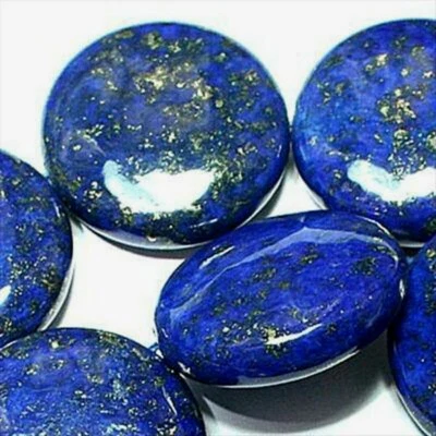 14MM Natural Indigo Blue Lapis Lazuli Coin Gemstones Loose Beads 15'' AAA Grade - Image 1 of 4