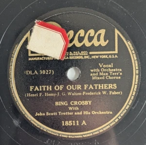Bing Crosby Faith of Our Fathers / God Rest Ye 78 RPM Decca - Picture 1 of 2