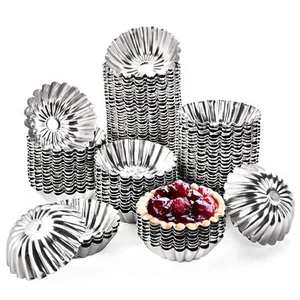 100 PCS 3" Aluminum Egg Tart Molds Mini Pie Pan Reusable Ensaymada Brioche - Picture 1 of 7