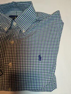 Polo Ralph Lauren camicia abbottonata uomo taglia S verde blu a quadri blu pony  - Foto 1 di 10