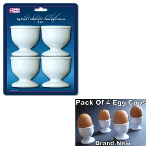 Egg Holders Set 4 Pc Poached Hard Boiled Breakfast White Save Kitchen Hot Food N - Picture 1 of 1
