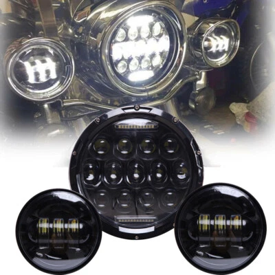 Faro LED de 7 pulgadas + luces de paso de 4,5" para Harley Davidson Touring Road King Foto 1 de 4