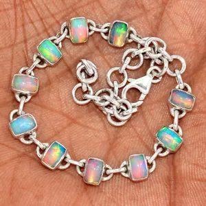 Pulsera de plata de ley 925 de ópalo etíope natural SB17399 - Imagen 1 de 1