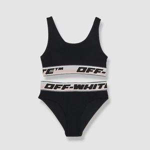 $250 Off White Kids Girl's Black Logo Band 2-Piece Bikini Swimwear Size 4 - Picture 1 of 3