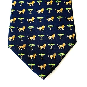 Tie Brooks Brothers "346" Pure Silk  Necktie with Lion in Jungle Pattern - Picture 1 of 5