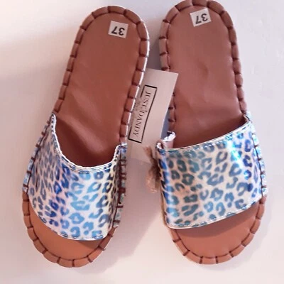Womens Slides Size 6, Leopard Holographic, from Just Dandy Clothing, New - Image 1 of 4