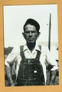 Gelatin Silver Photograph .jpg Reprint Older Farming Man in Overalls Farmer Farm - Picture 1 of 2