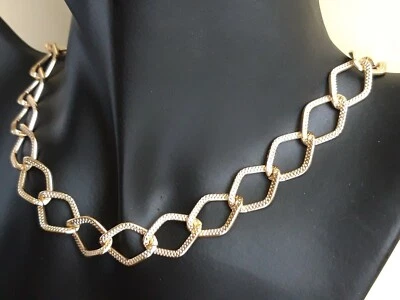 Bracciale e Collana Girocollo a Catena in Alluminio a Maglia Grande Oro/Argento - Immagine 1 di 4