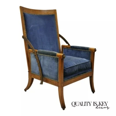 19th C Italian Biedermeier Mahogany Reclining Lounge Chair w/ Cast Iron Hardware - Image 1 of 4