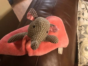 Trend Lab Coral/Brown Polka Dot Elephant Security blanket/Lovey - Picture 1 of 7
