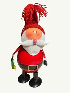 Santa Claus Metal Figurine With Knitted Hat and Festive Details 6 Inches Tall - Picture 1 of 10