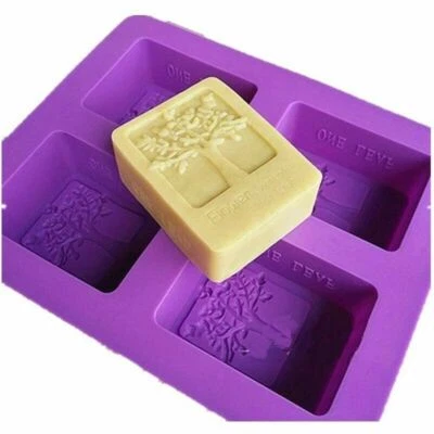 4-cavity Rectangle Tree Soap Mold Cake Mold Silicone Resin Mould Chocolate Mold - Image 1 of 4