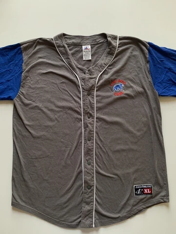 Vintage Logo Athletic Chicago Cubs Jersey Mens XL Gray Blue Short Sleeve MLB Cover