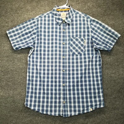 Field & Stream Shirt Mens XLT Tall Blue Plaid Short Sleeve Button Up Pocket Vtg - Image 1 of 4