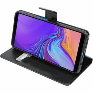 Coque pour Samsung A7 Galaxy 2018 SM-A750F Etui Portefeuille Housse PU Cuir Noir - Photo 1 sur 4