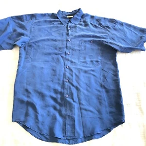 Vintage CREATIVE EDGE Herren Blau 100% Seide Hemd, MEDIUM 44” Brustumfang, TASCHE - Bild 1 von 7
