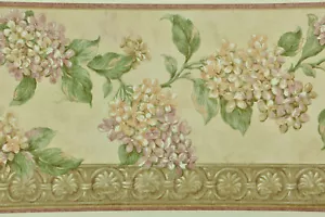 Wall Border modern camel hydrangea flowers 7213-398B - Picture 1 of 2