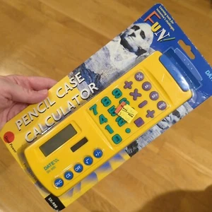 NOS Federmäppchen Taschenrechner 90er Vintage Kunststoff Aufbewahrungskoffer Retro funktionstüchtig! - Bild 1 von 11