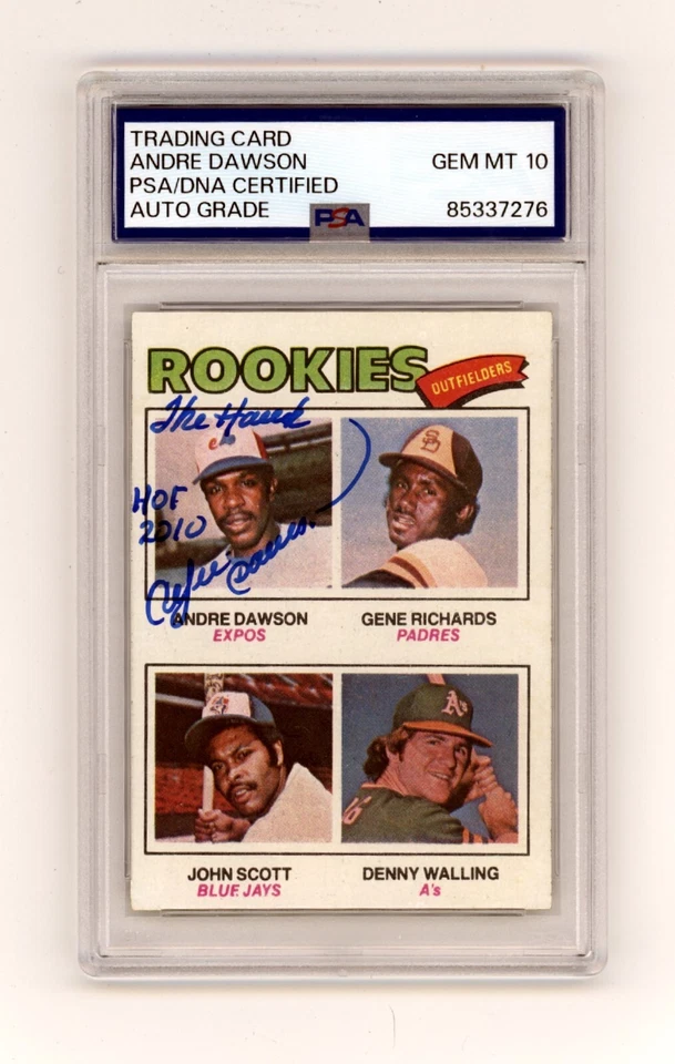 Andre Dawson 1977 Topps #473 firmado novato radiocontrol con 2 insc PSA 10 exposiciones automáticas Foto 1 de 1