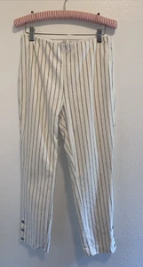 Rag & Bone Simone Pinstripe Pants Ivory Skinny Ankle Button High Waisted Size 10 - Picture 1 of 4