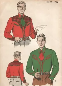 5442 Advance Sewing Pattern UNCUT Mens Western Shirt Size Medium Vintage - Picture 1 of 4