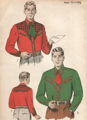 5442 Advance Sewing Pattern UNCUT Mens Western Shirt Size Medium Vintage - Image 1 of 4