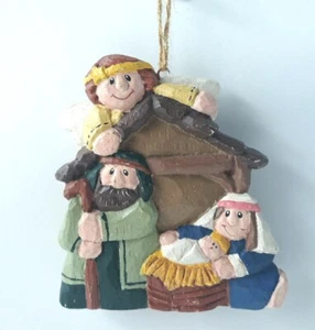 Eddie Walker Nativity Scene Ornament Signed Handcrafted Midwest Cannon Vtg 3" - Picture 1 of 5