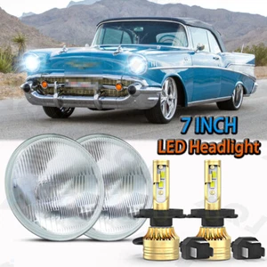 Par de faros LED redondos de 7\" pulgadas haz sellado alto/bajo para Chevy Bel Air 1955-57 - Imagen 1 de 22