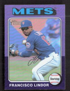 2024 Topps Heritage Hot Box refractor cromado púrpura #117 Francisco Lindor - Imagen 1 de 2