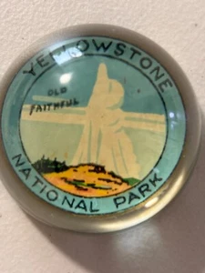 Vintage Glass Paperweight Old Faithful Yellowstone National Park - Picture 1 of 2