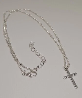 Collana con ciondolo croce in acciaio inox da uomo catenina rosario girocollo - Immagine 1 di 4