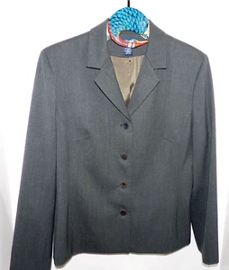 Ann Taylor Blazer Jacket - Gray  Wool Blend Stretch  Four Button  Size 14 - Picture 1 of 8